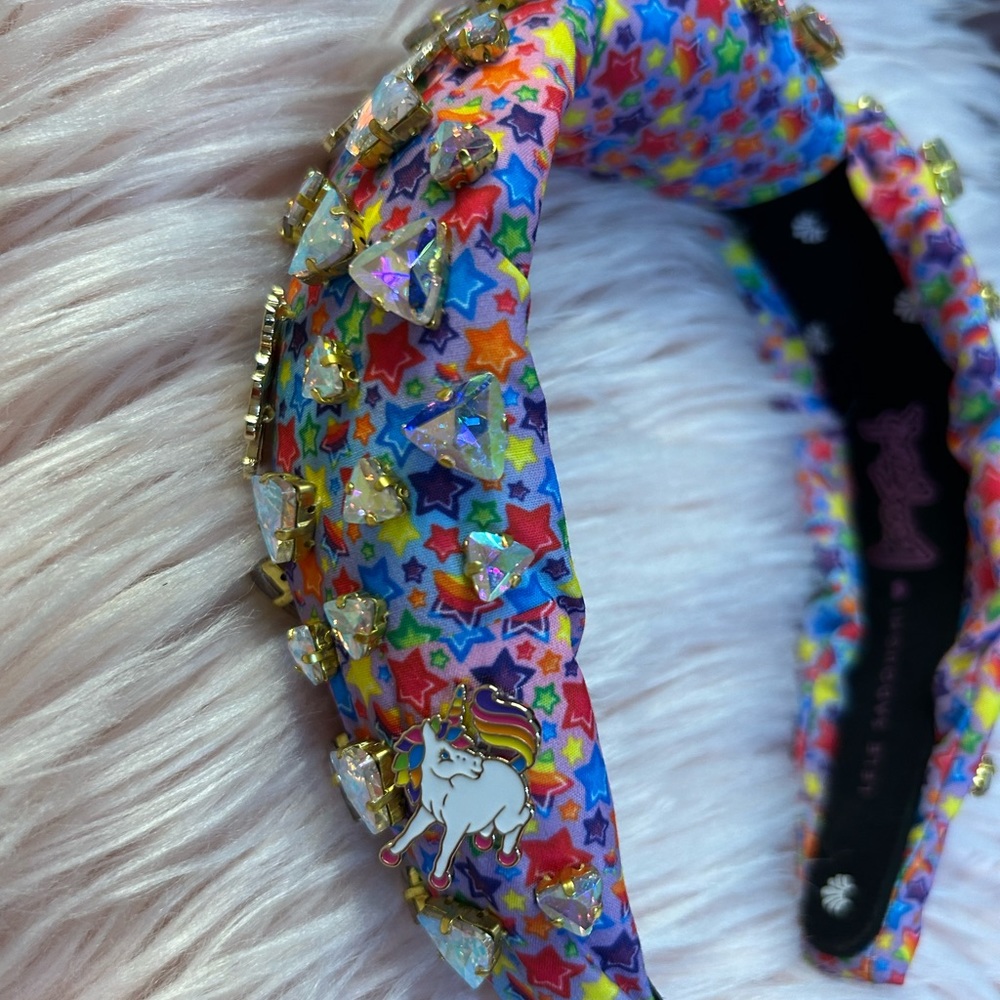Limited Edition Lele Sadoughi x Lisa Frank iridescent crystal unicorn headband - Picture 8 of 10